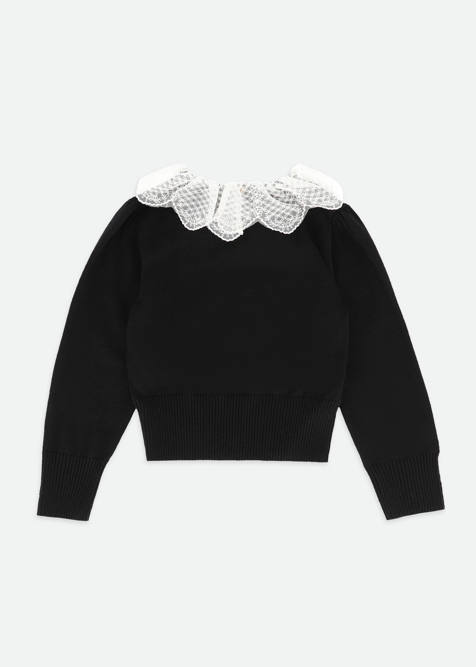 Knit Sweater Black Sweater With Collar Meg Lace Collar Jumper Black