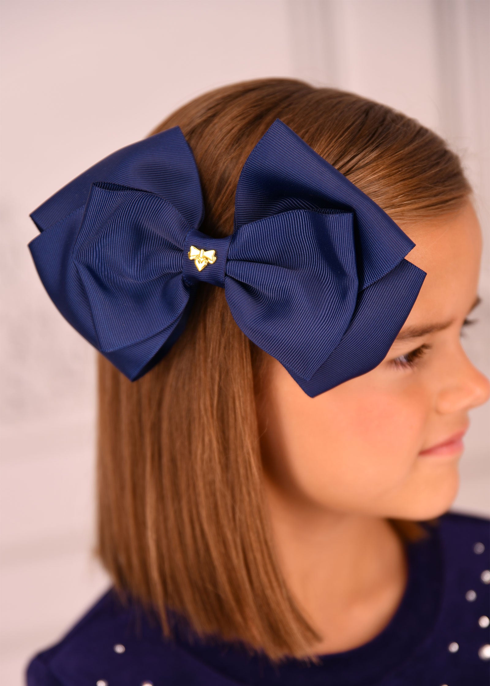 Mega Hair Bow Navy