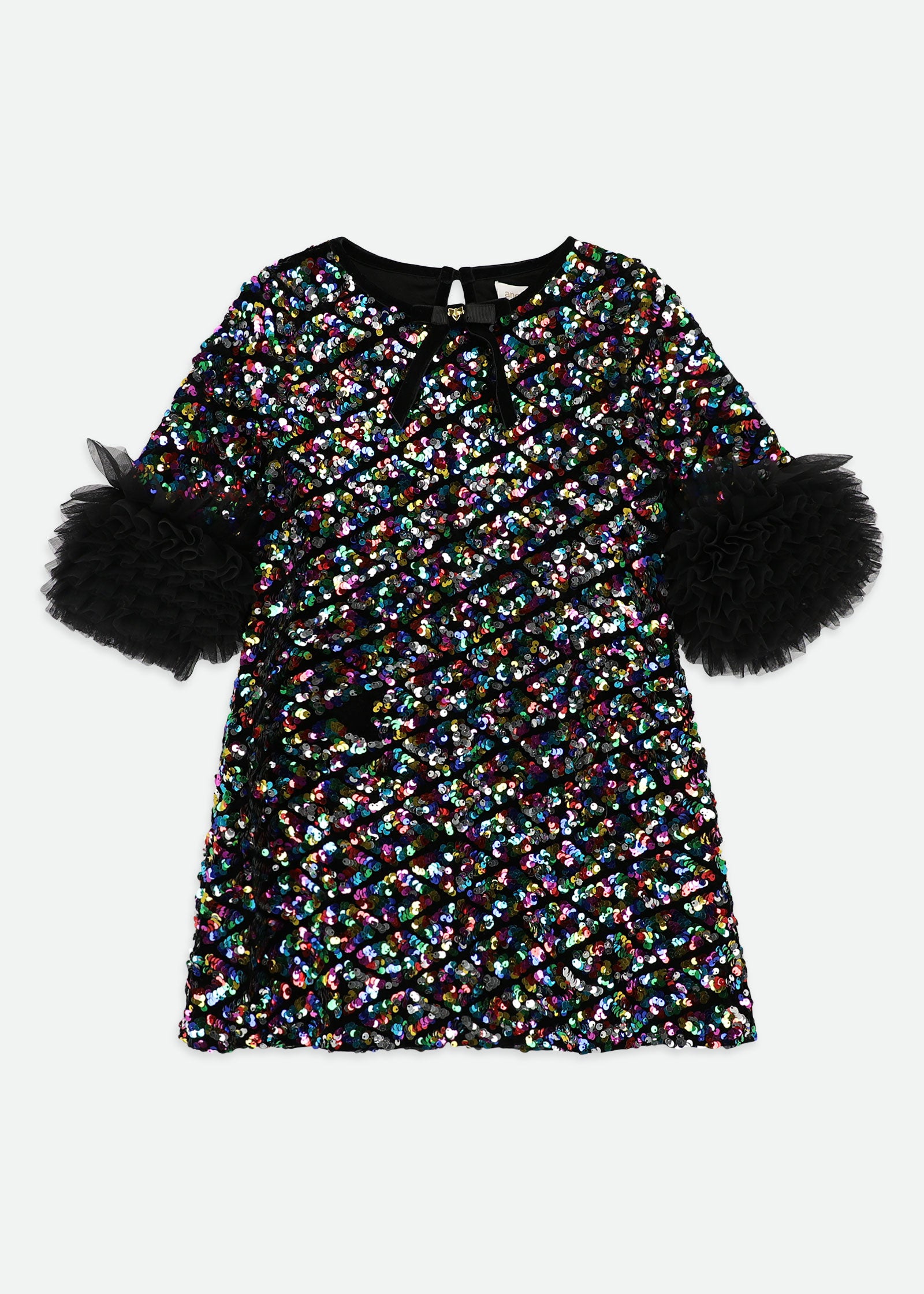 Meryl Ruffle Sleeves Multi Sequin Dress