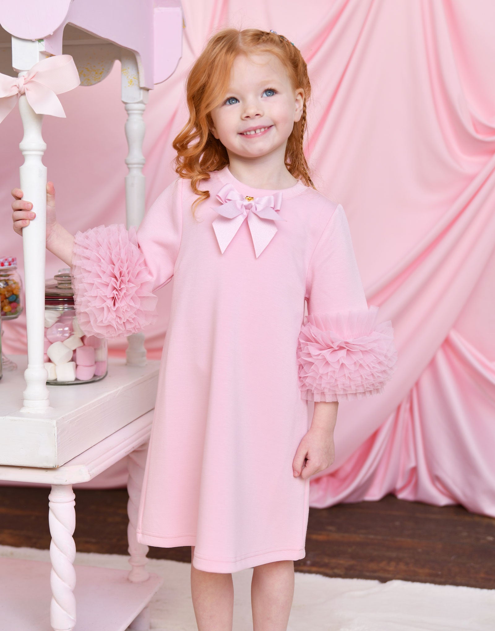 Meryl Ruffle Sleeves Dress Pink