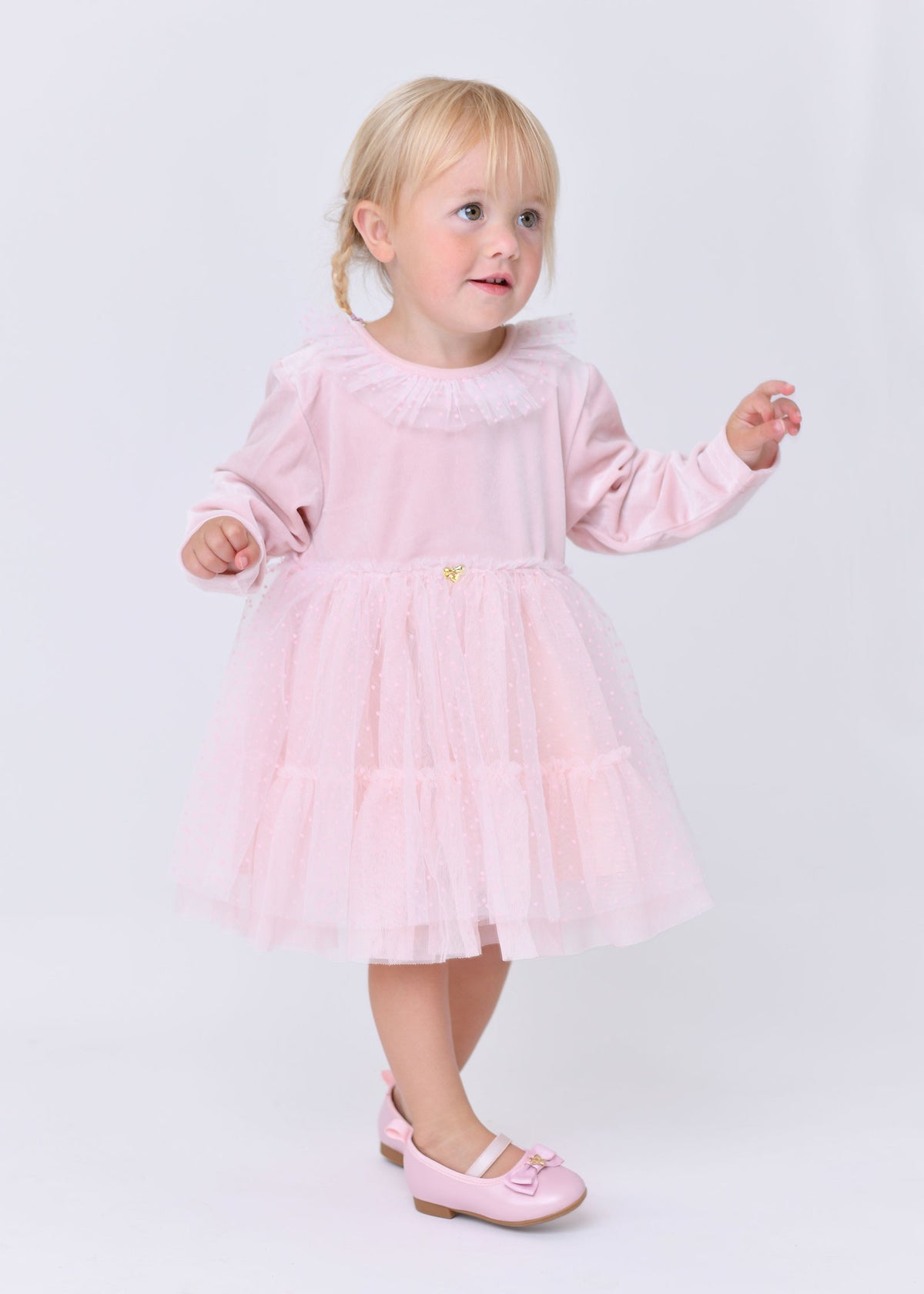 Micha Velveteen Baby Dress Sweet Blush