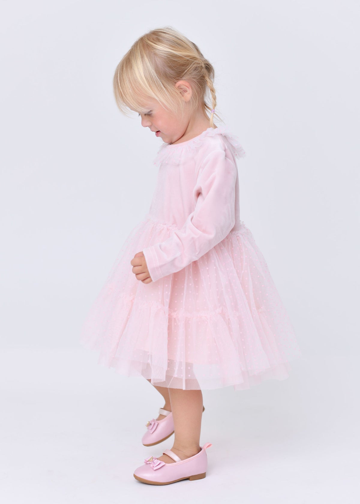 Micha Velveteen Baby Dress Sweet Blush