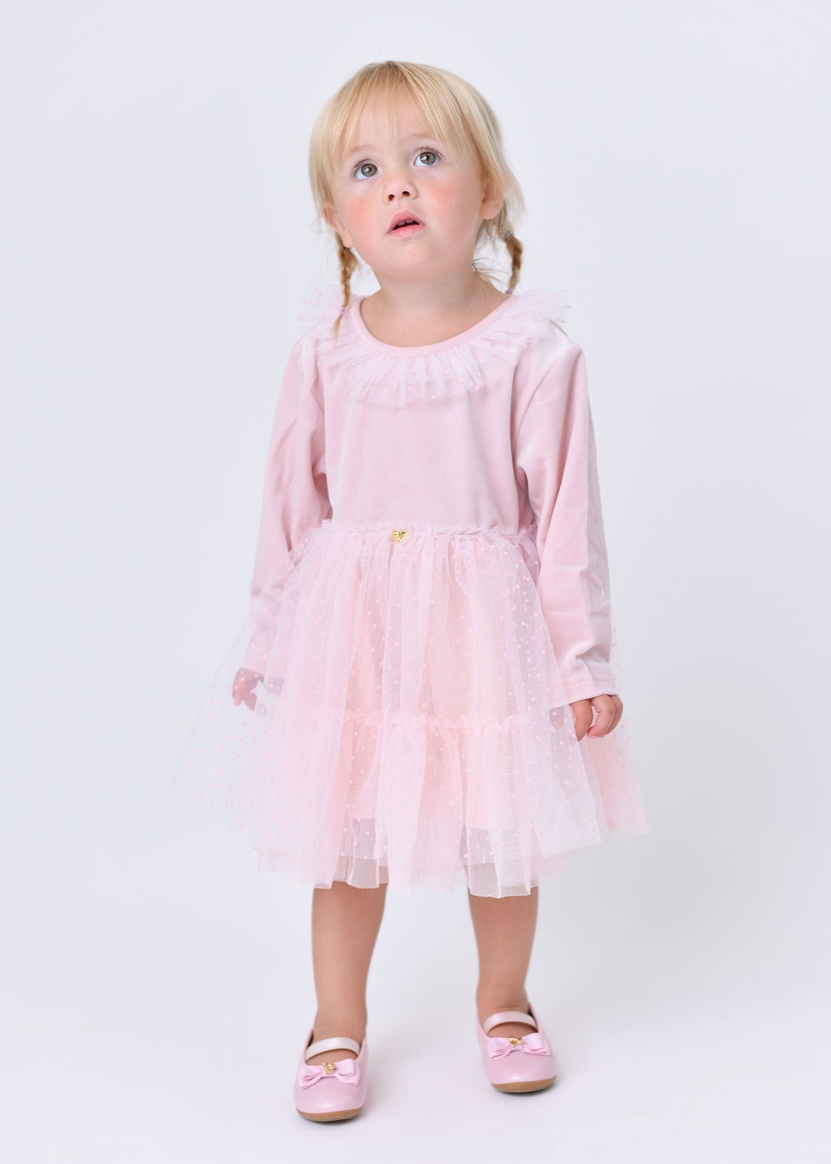 Micha Velveteen Baby Dress Sweet Blush