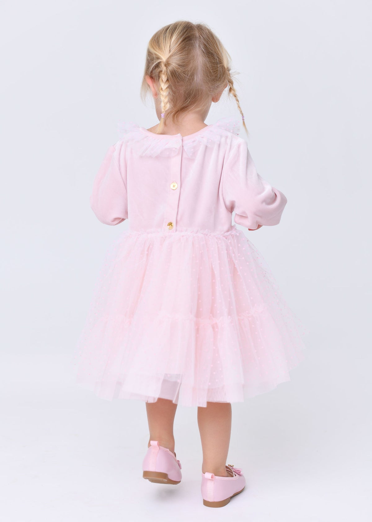 Micha Velveteen Baby Dress Sweet Blush