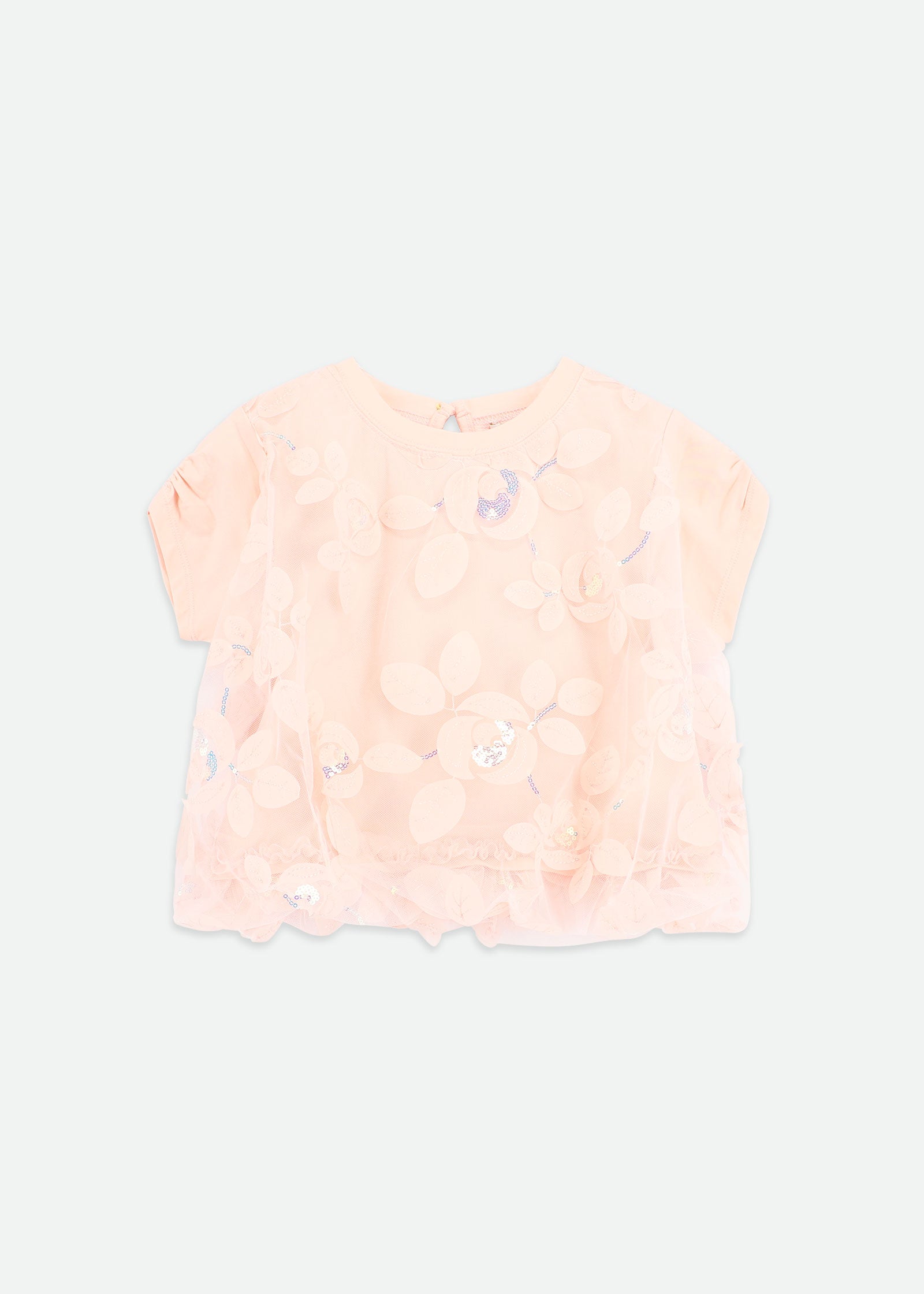 Michelle Embroidered 3D Bud Top Peach