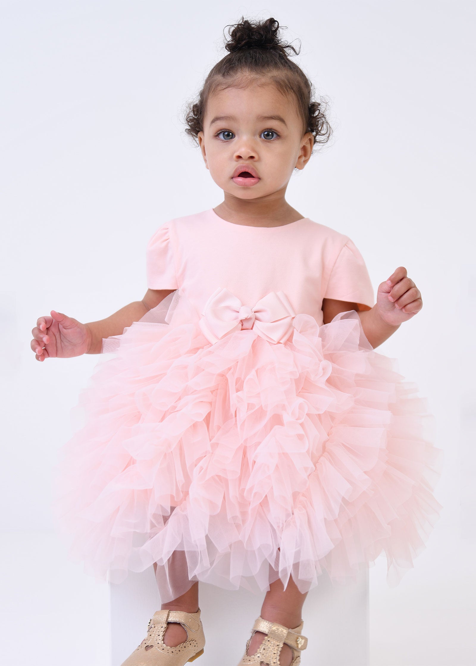 Mille Feuille S/S Baby Dress Peach