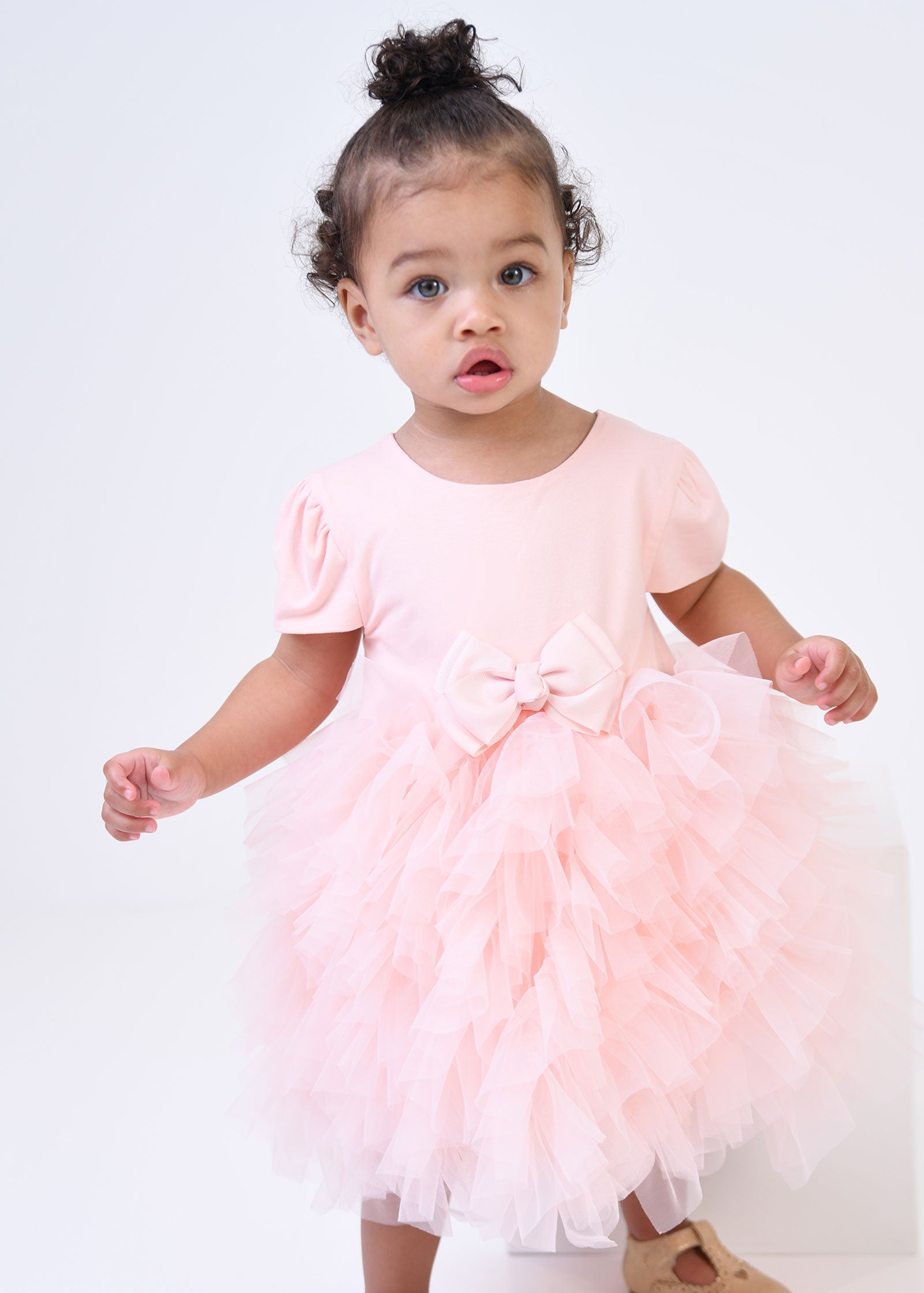 Mille Feuille S/S Baby Dress Peach