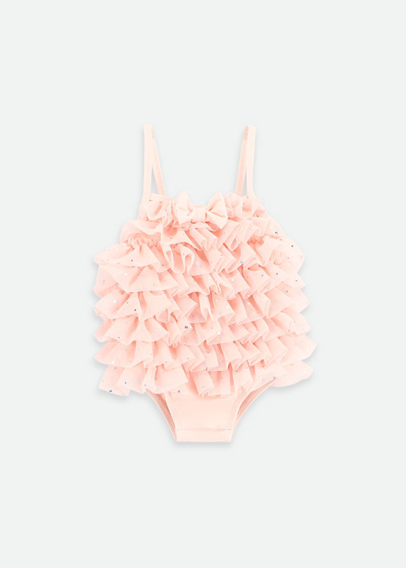 Minnow Sparkle Baby Swimsuit Pale Pink