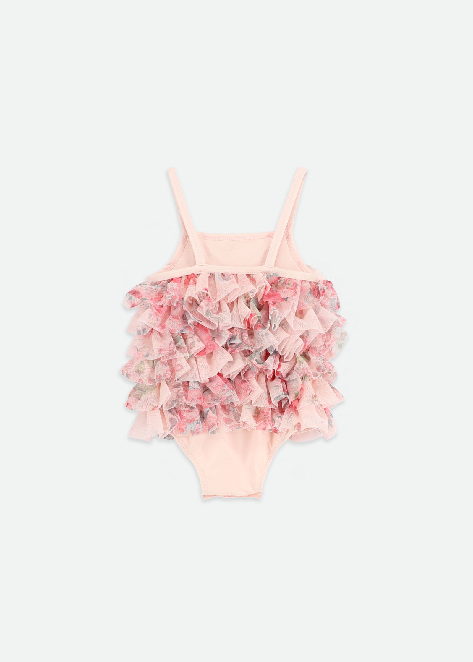 Minnow Posy Print Tulle Baby Swimsuit Pink