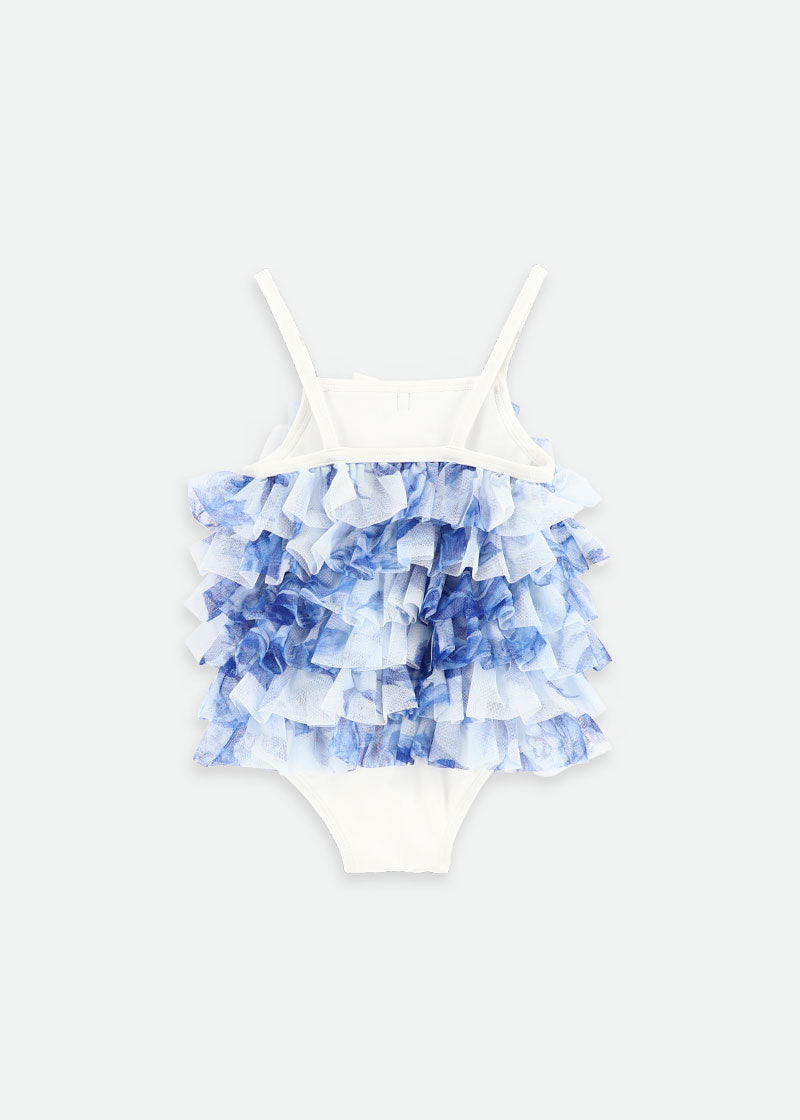 Minnow Blue Flower Baby Swimsuit Snowdrop
