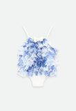 Minnow Blue Flower Baby Swimsuit Snowdrop