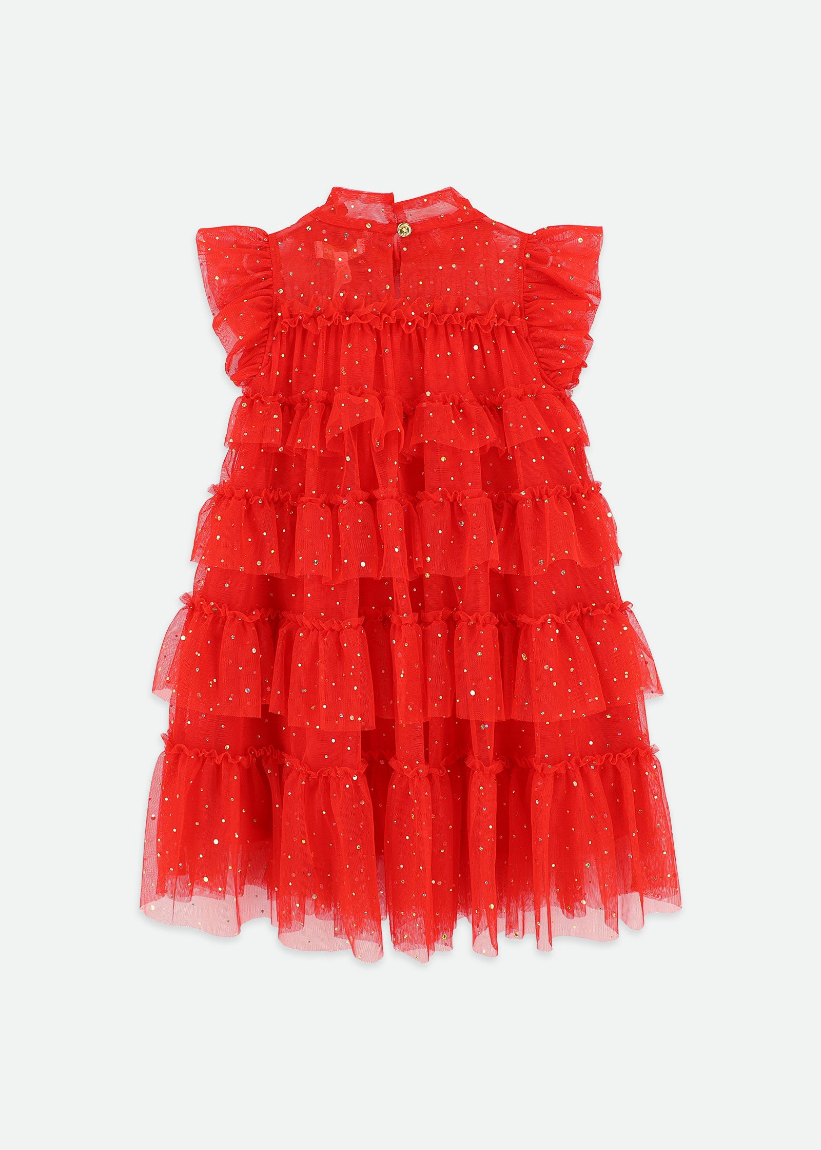 Mitzi Gold Dot Tired Dress Fiery Red