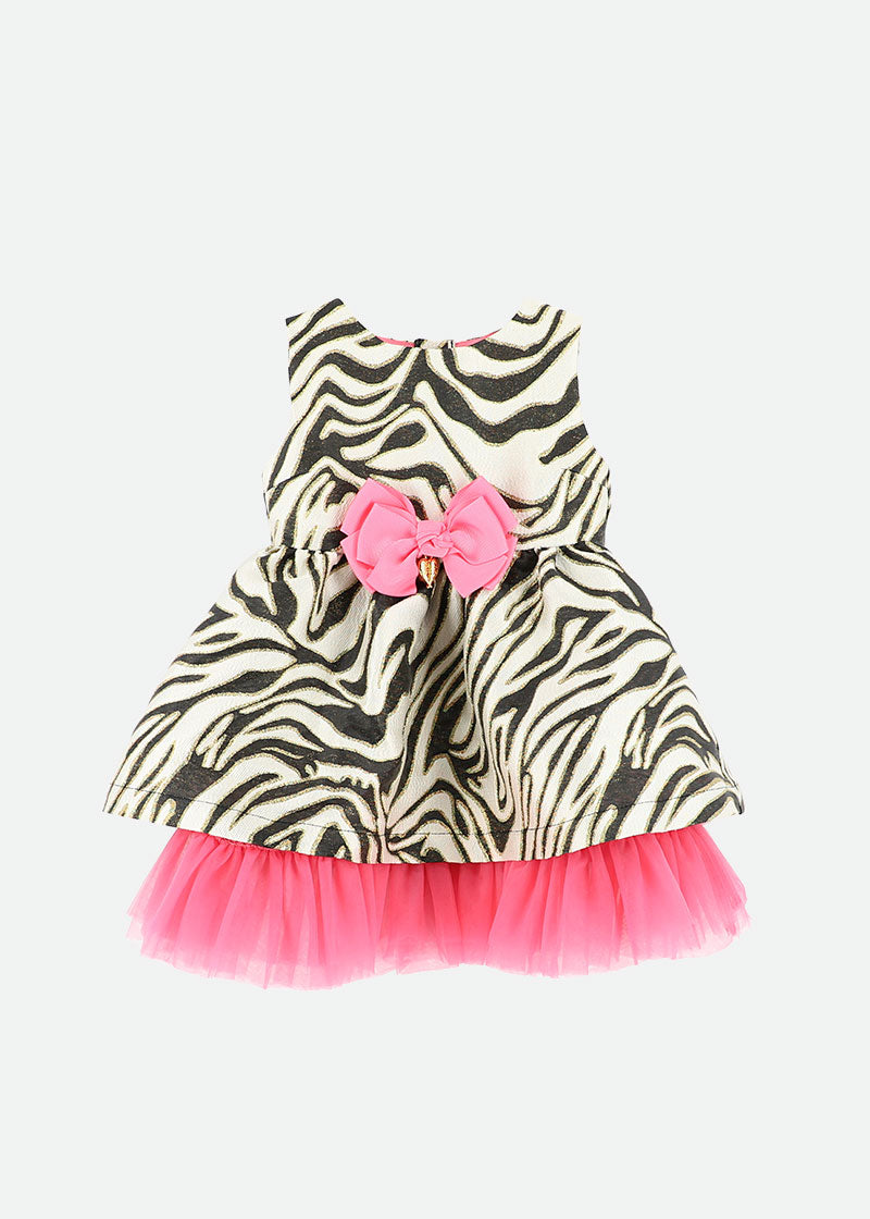 Monty Zebra Baby Dress White/Black