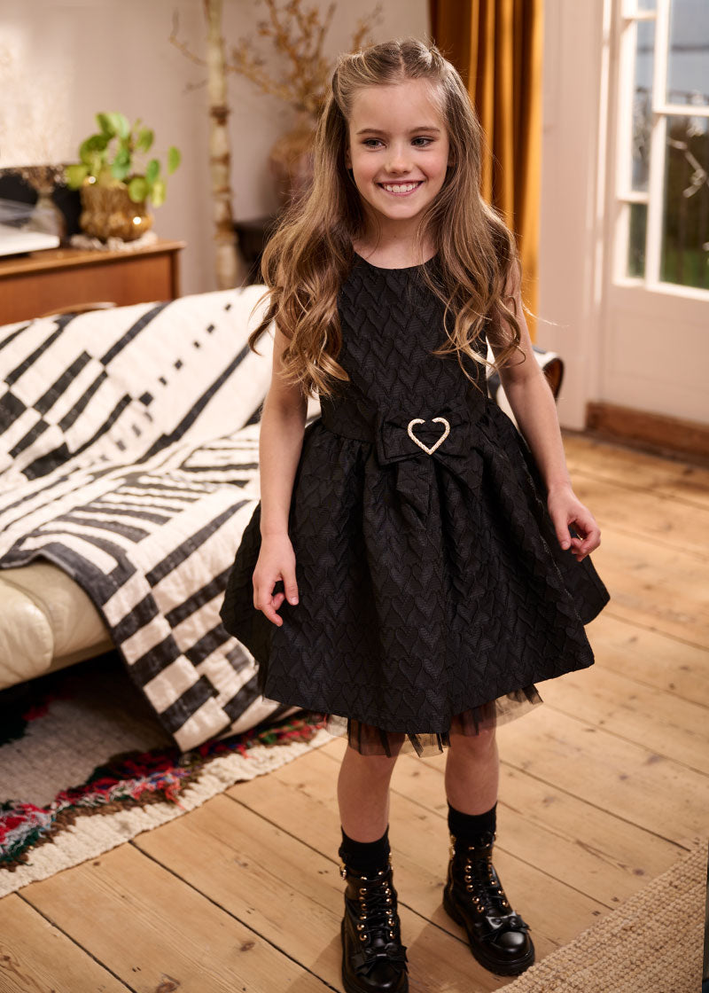 Monty Jacquard Heart Dress Black