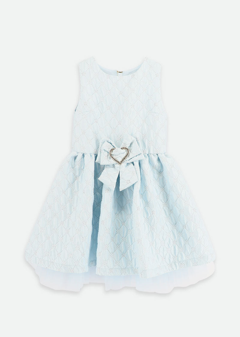 Monty Tiny Flower Jacquard Dress Pale Blue