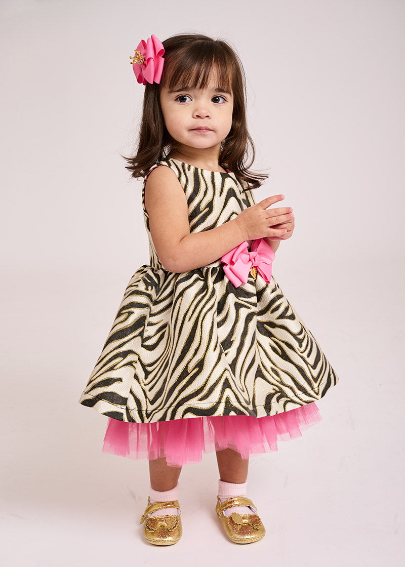 Monty Zebra Baby Dress White/Black