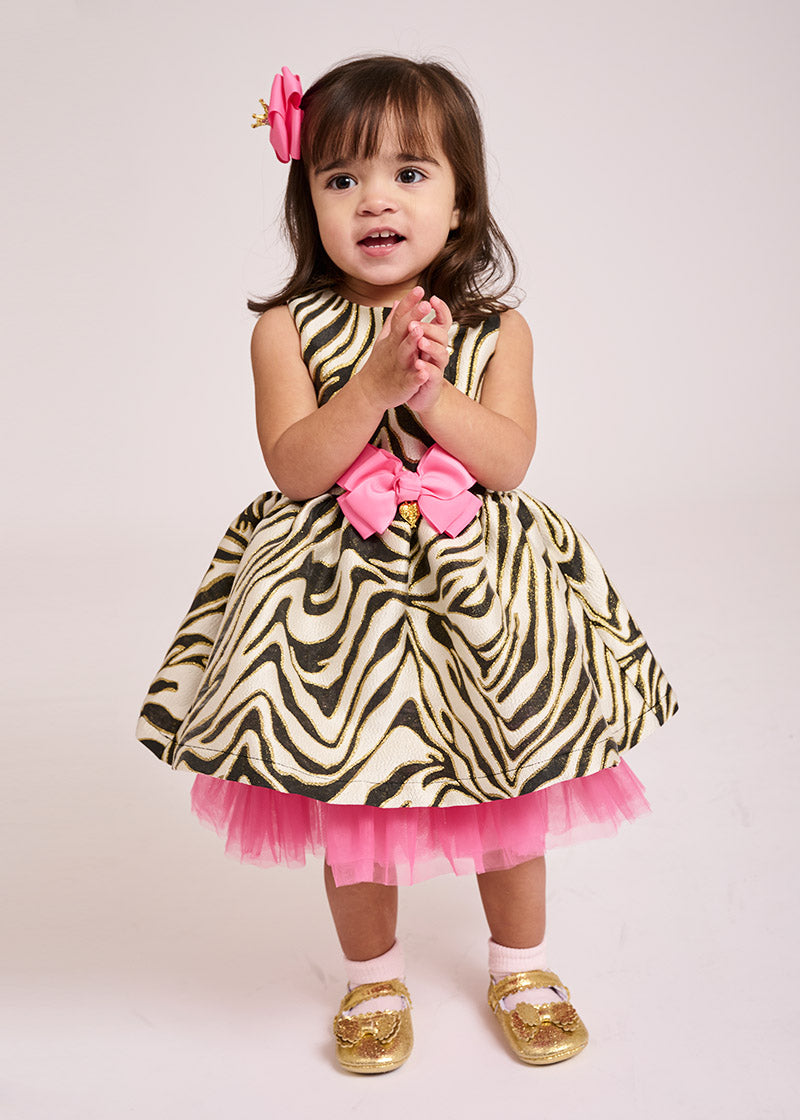 Monty Zebra Baby Dress White/Black