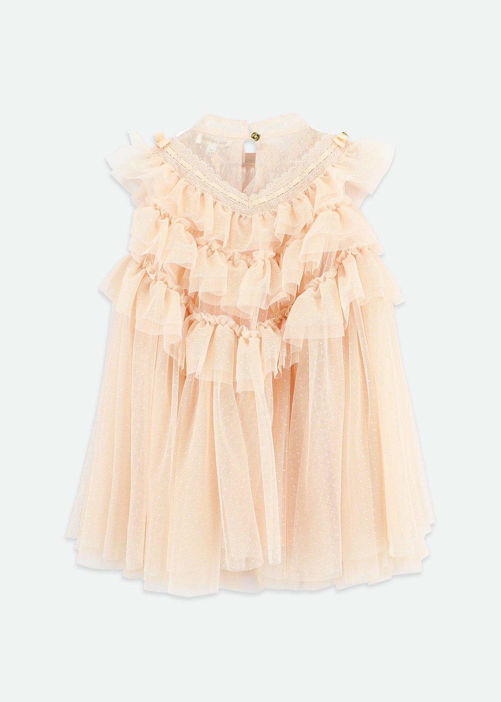 Morena Ribbon Ruffle Tulle Dress Champagne