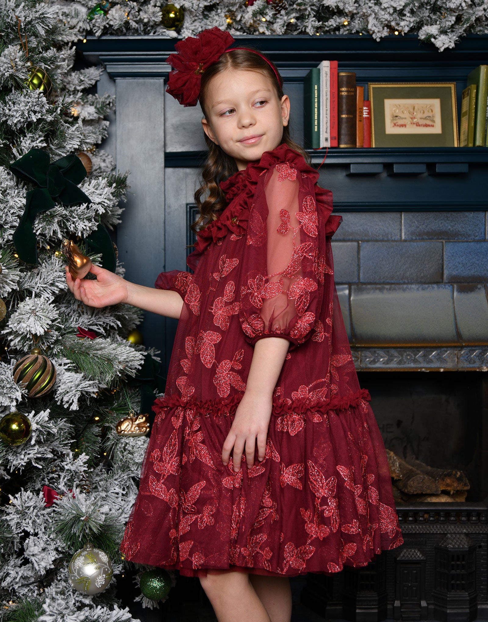 Myrtisa Embroidered Leaf Tulle Dress Port
