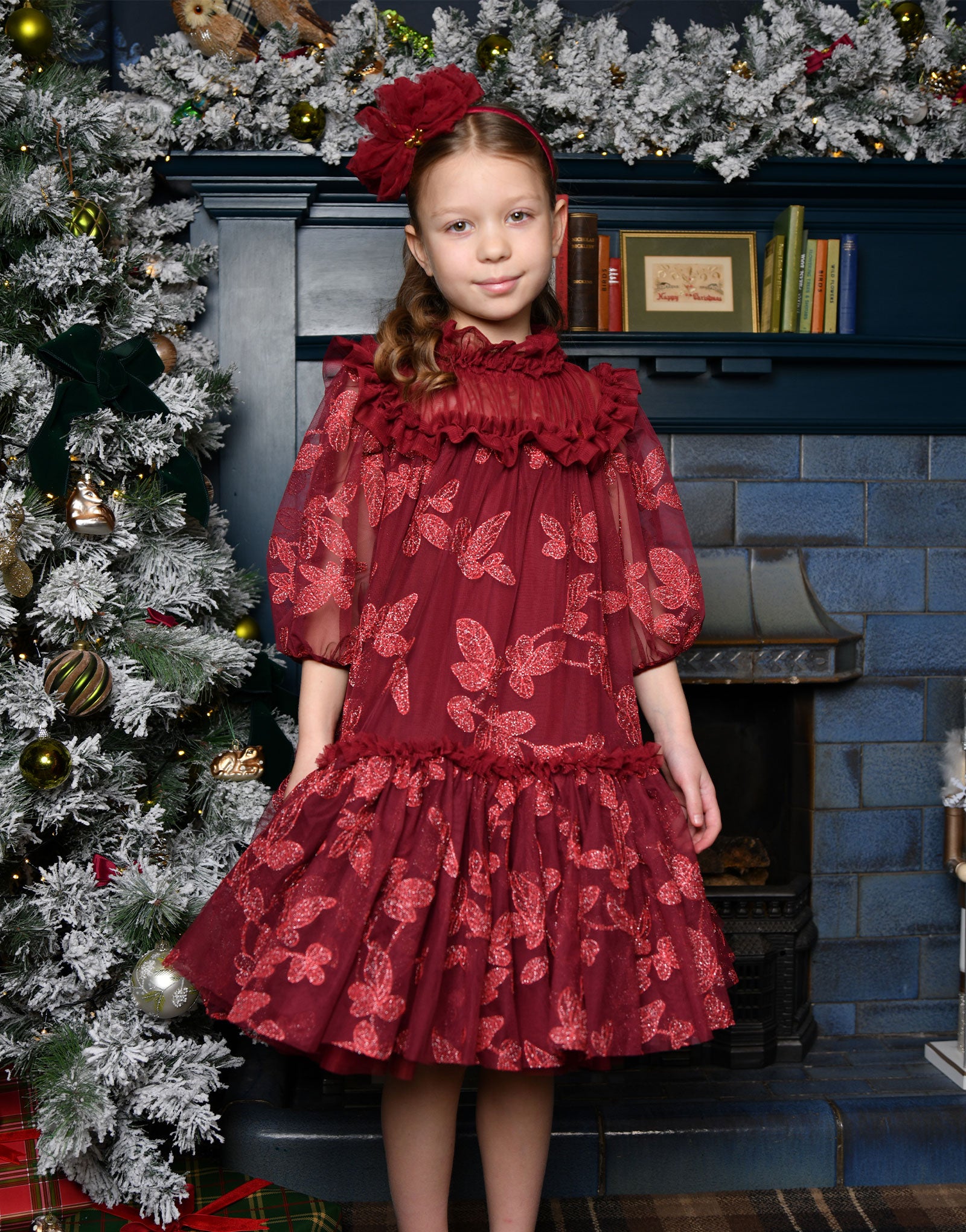 Mrytisa Embroidered Leaf Tulle Dress Port