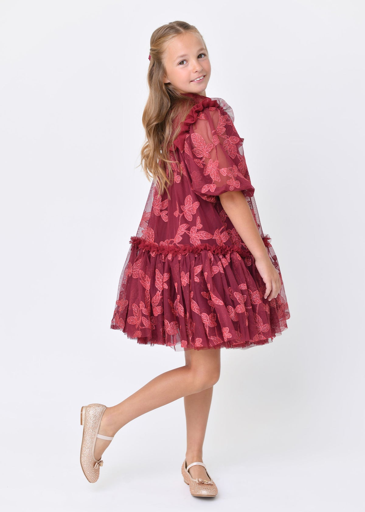 Myrtisa Embroidered Leaf Tulle Dress Port