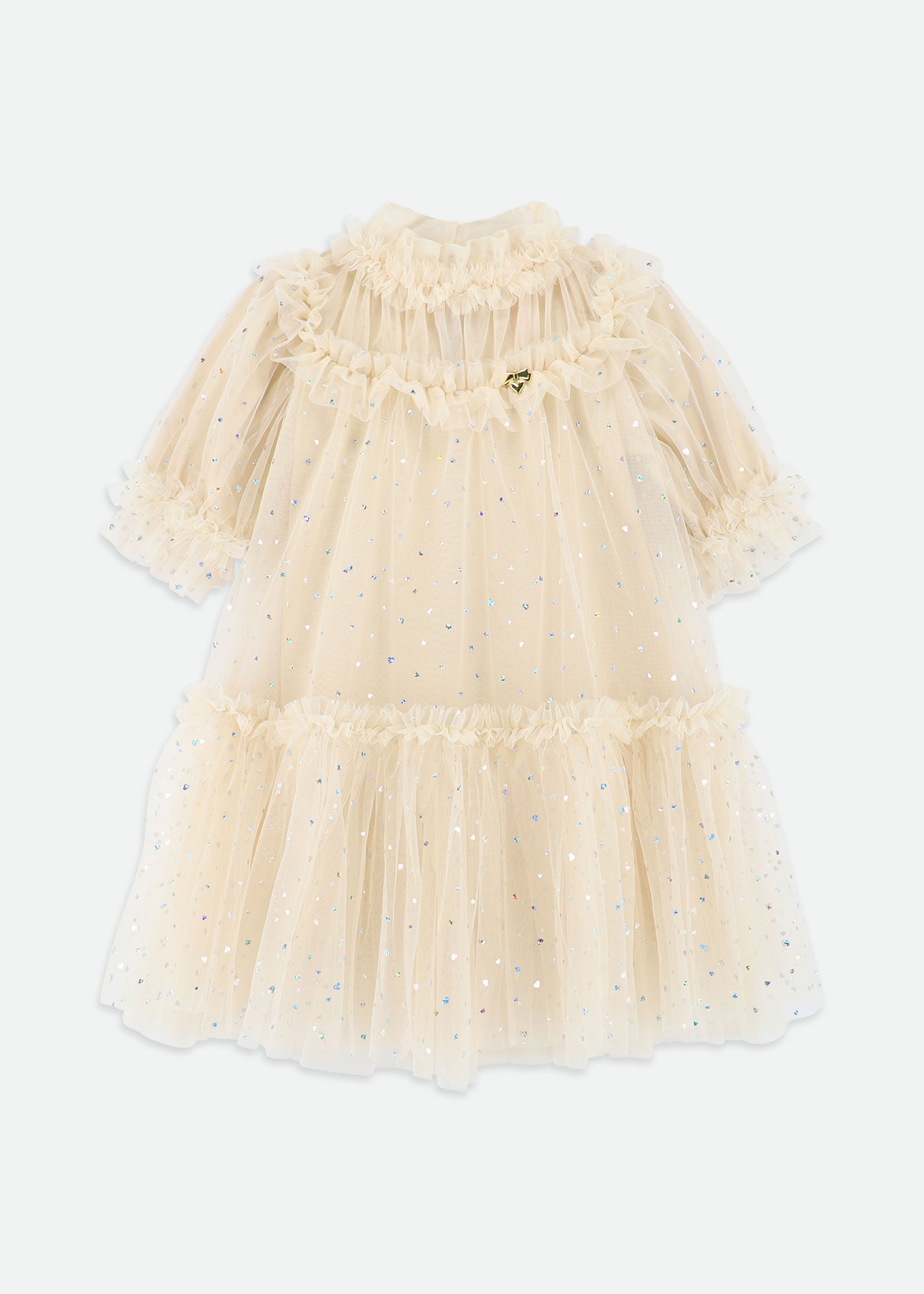 Myrtisa Holographic Heart Tulle Dress Biscuit