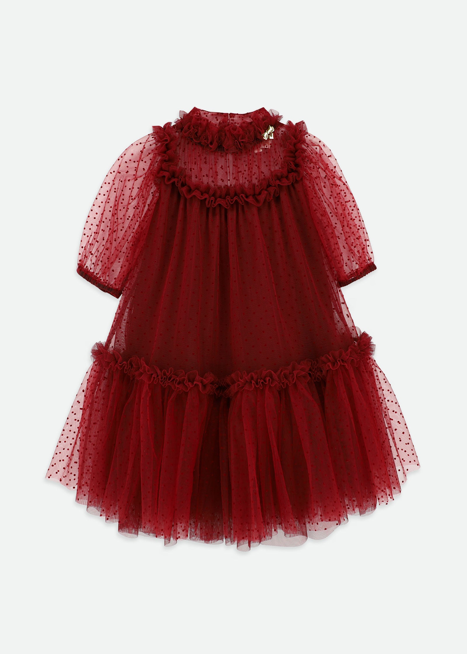 Myrtisa Spotted Tulle Dress Port