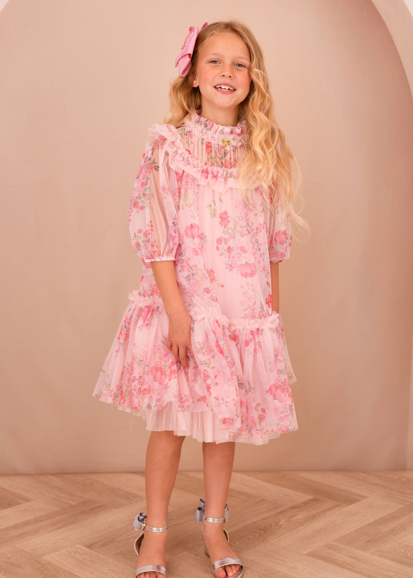 ワンピース RoseMuse floral print tulle dress pink ワンピース RoseMuse floral print tulle dress pink open shoulder