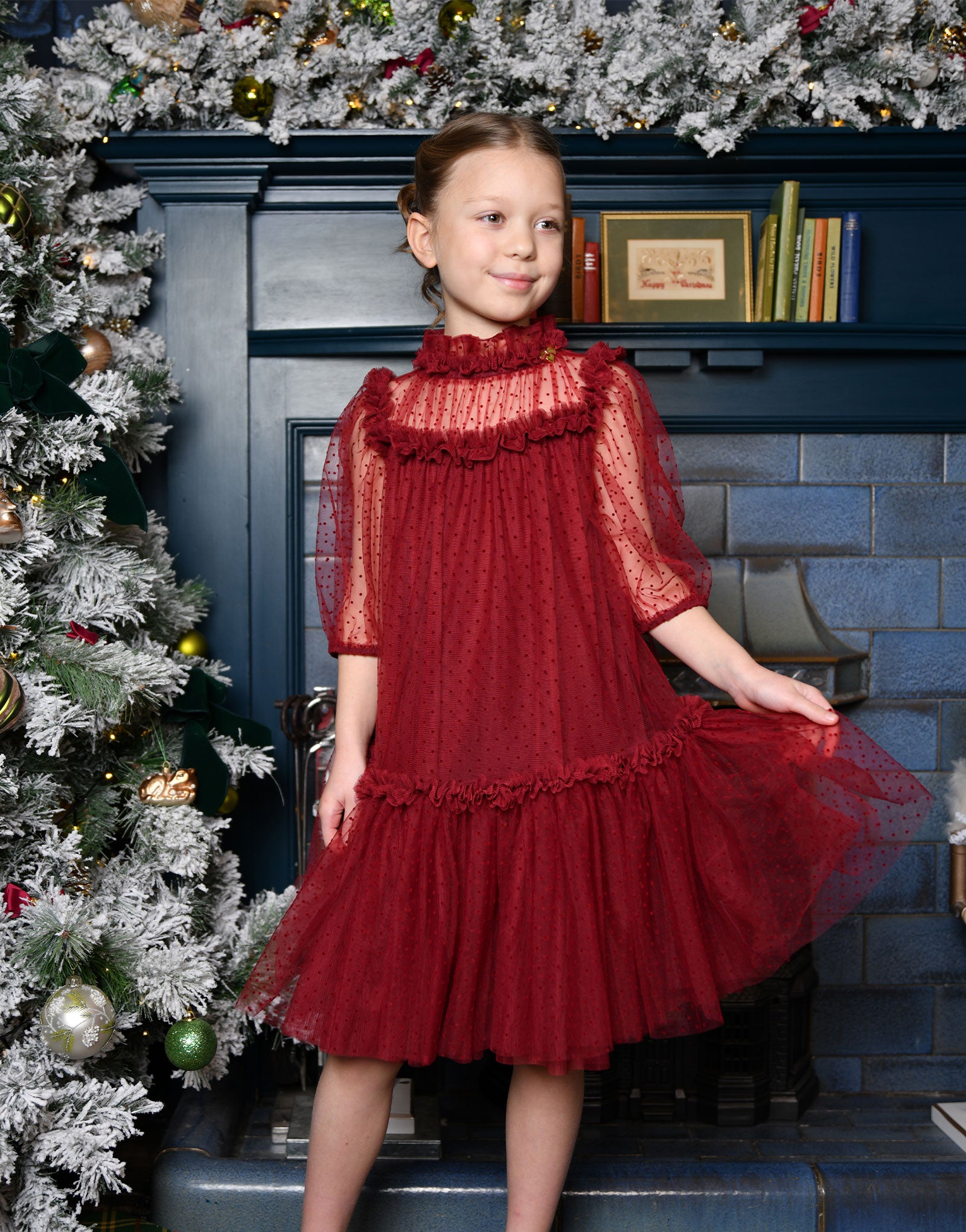 Myrtisa Spotted Tulle Dress Port