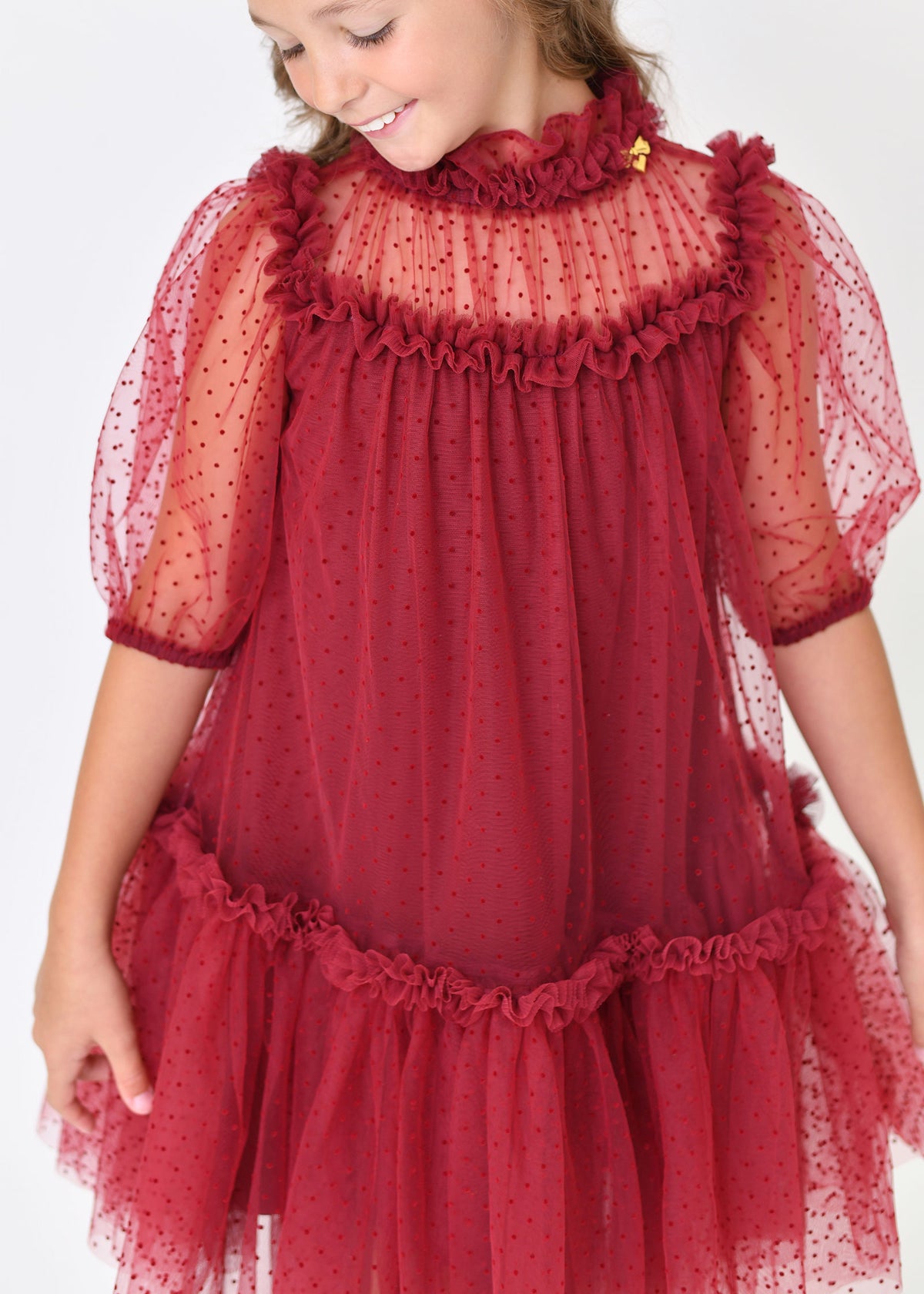 Myrtisa Spotted Tulle Dress Port