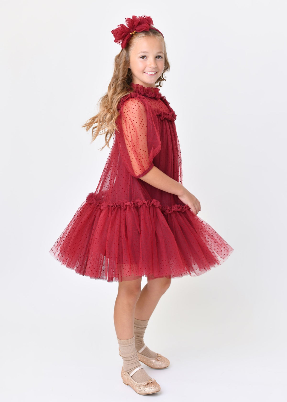 Myrtisa Spotted Tulle Dress Port