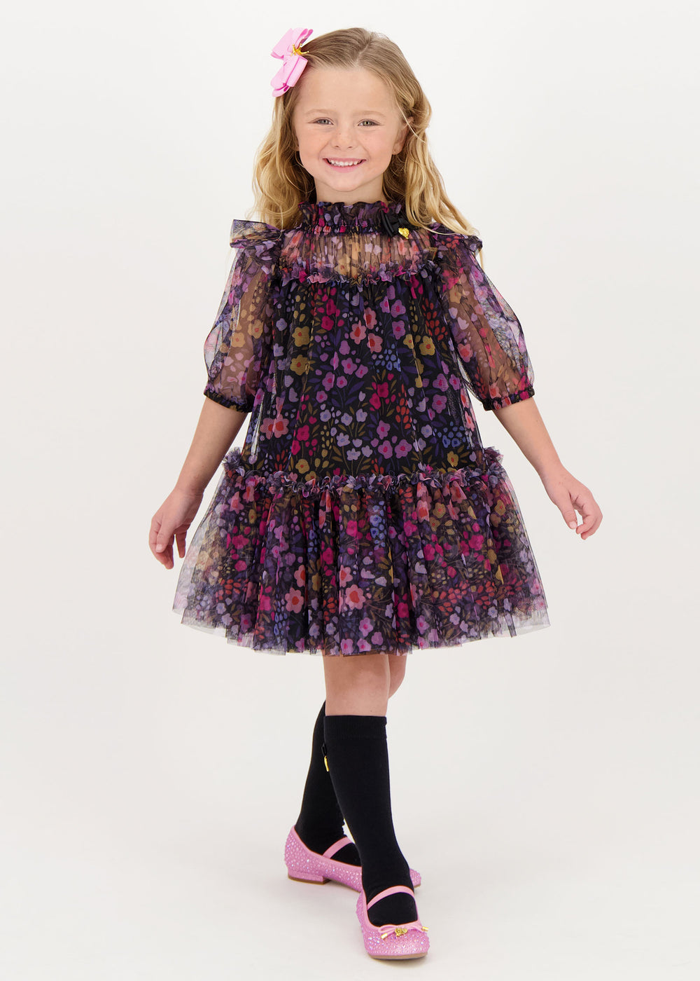 Myrtle Millifiori Tulle Dress Black