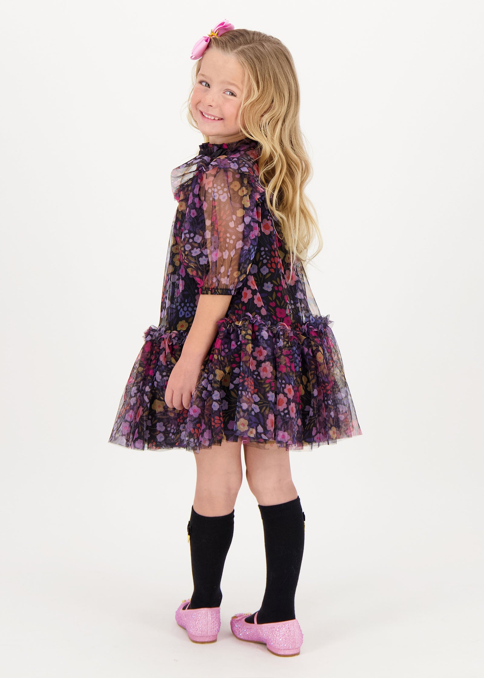 Myrtle Millifiori Tulle Dress Black