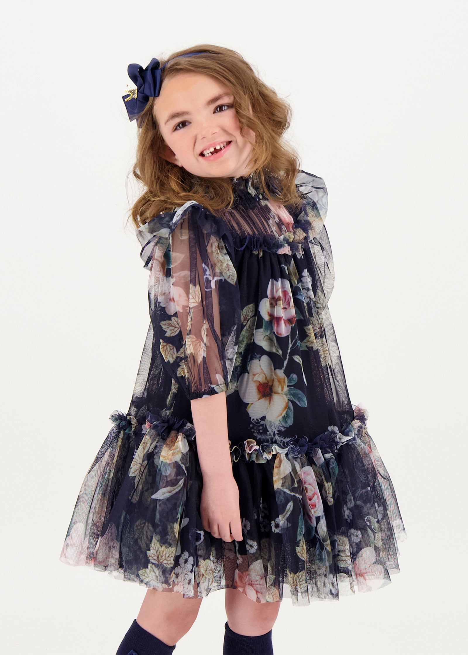 Myrtle Flower Tulle Dress Navy