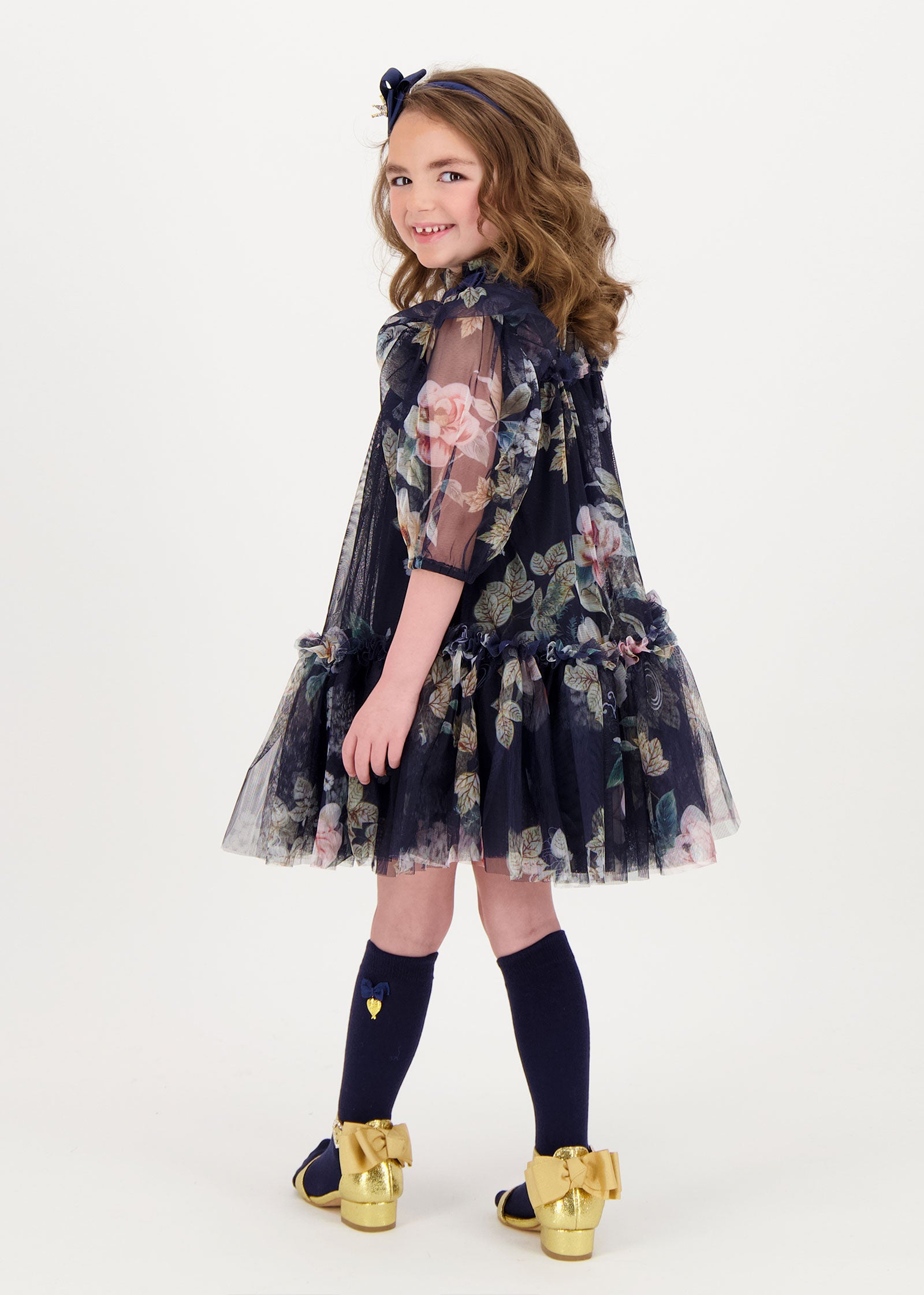 Myrtle Flower Tulle Dress Navy