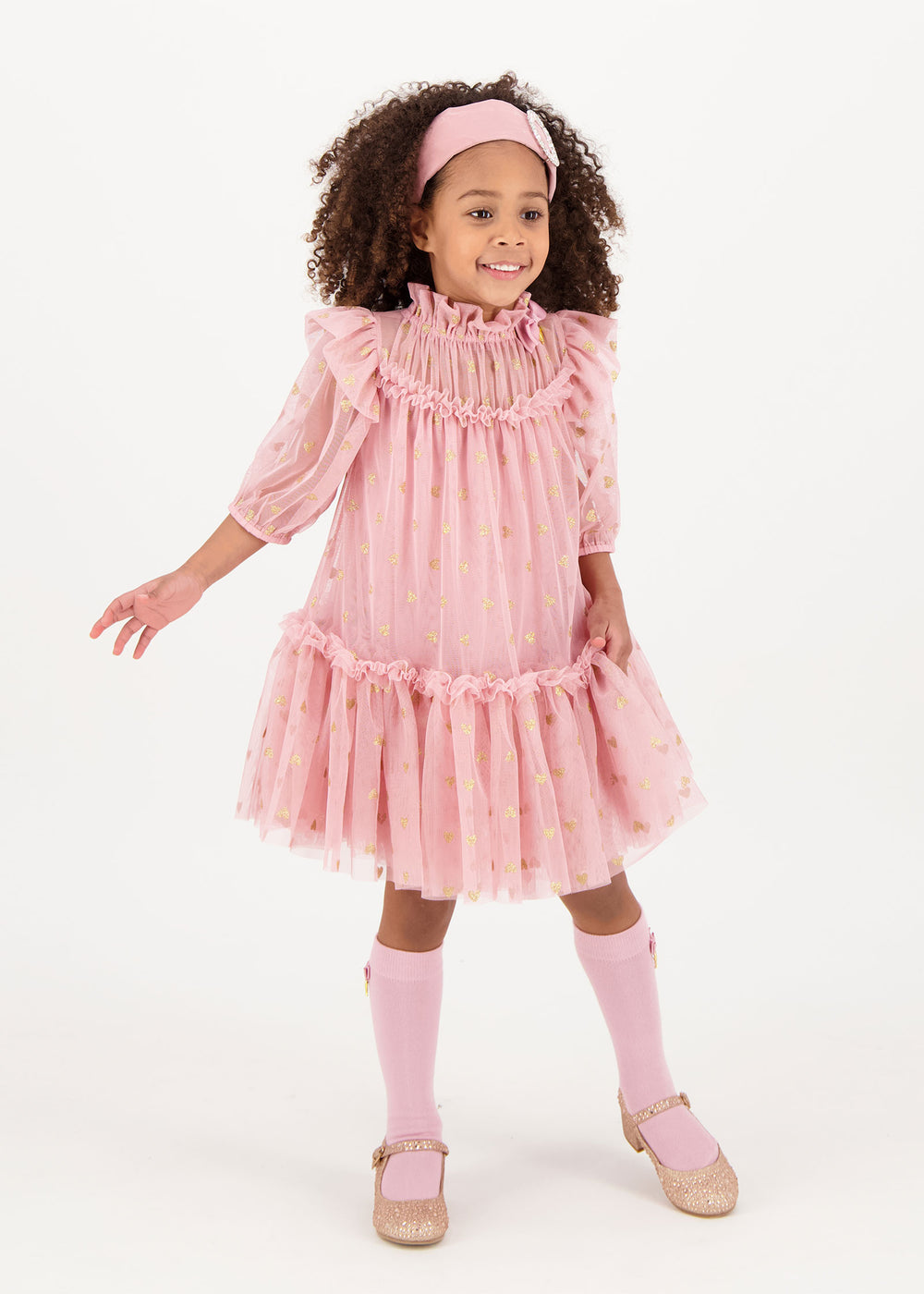 Myrtle Heart Tulle Dress Tea Rose