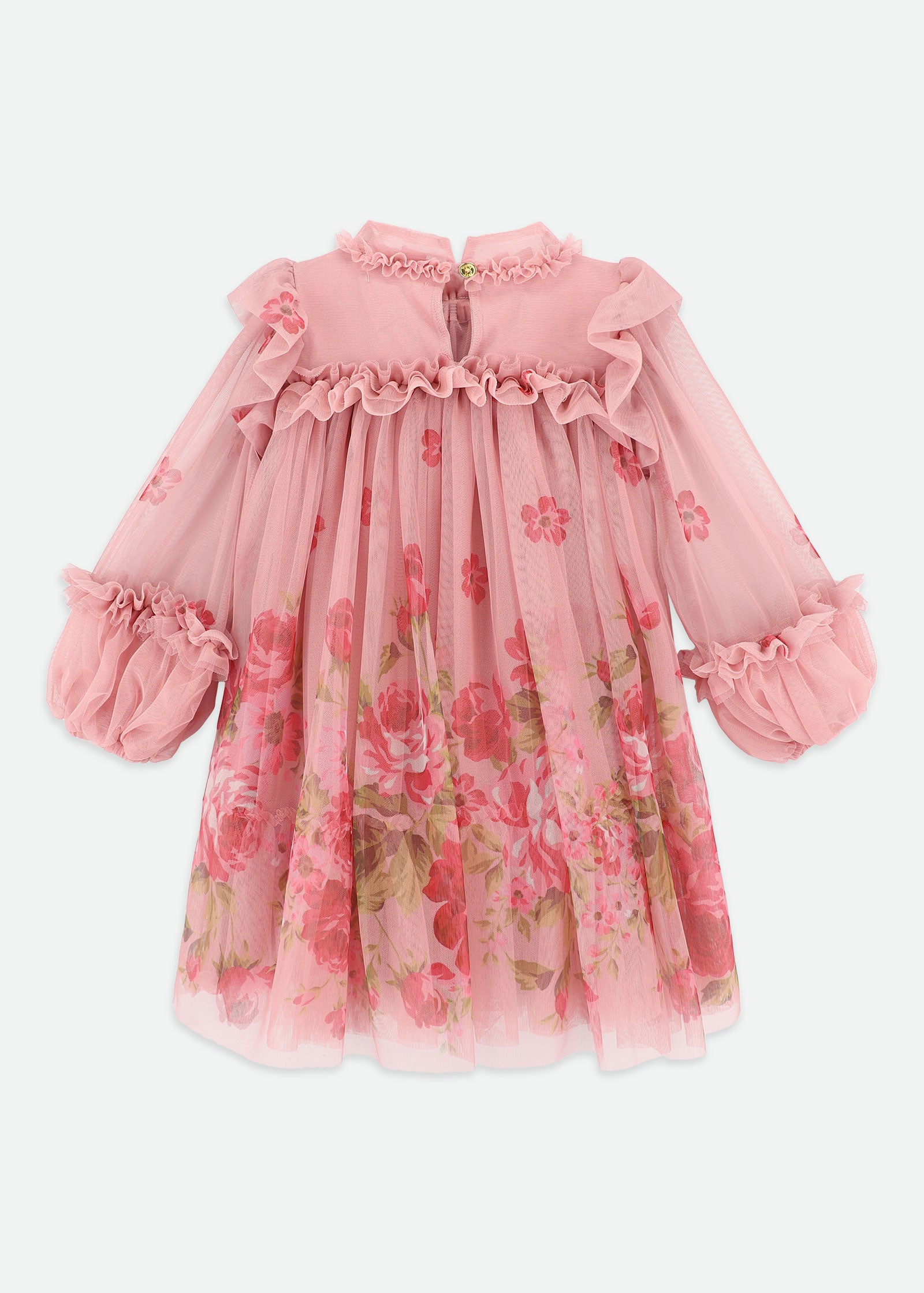 Nadiya Border Print Tulle Dress Tea Rose