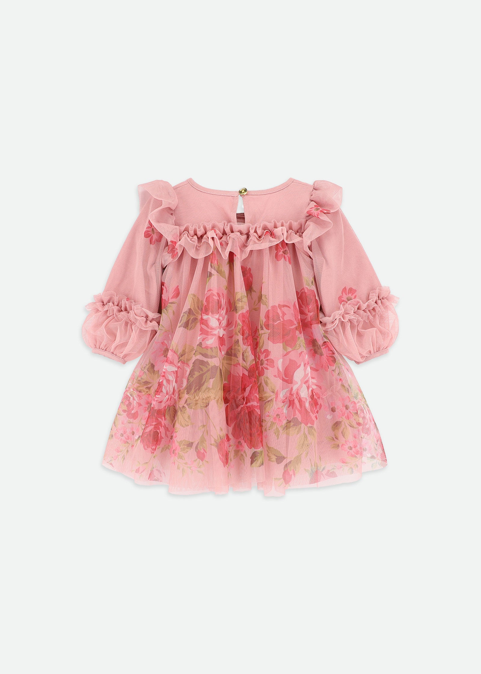 Nadiya Baby Boarder Print Dress Tea Rose