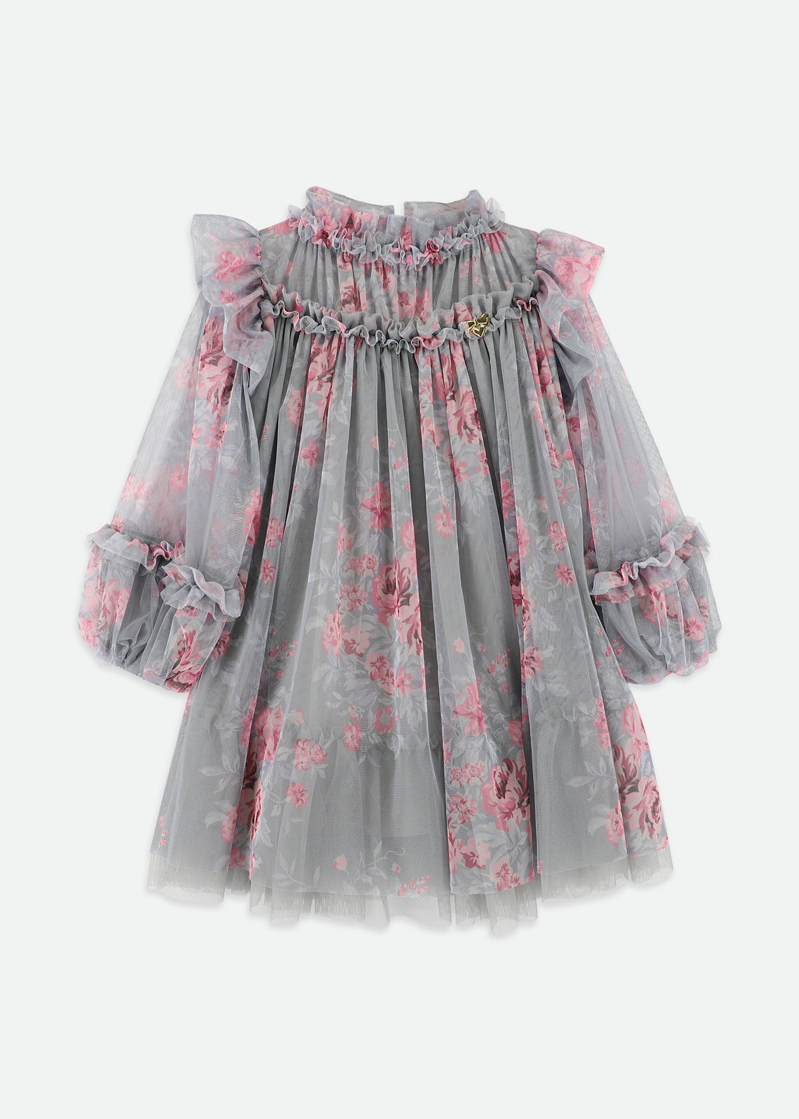 Nadiya Post Print Tulle Dress Grey