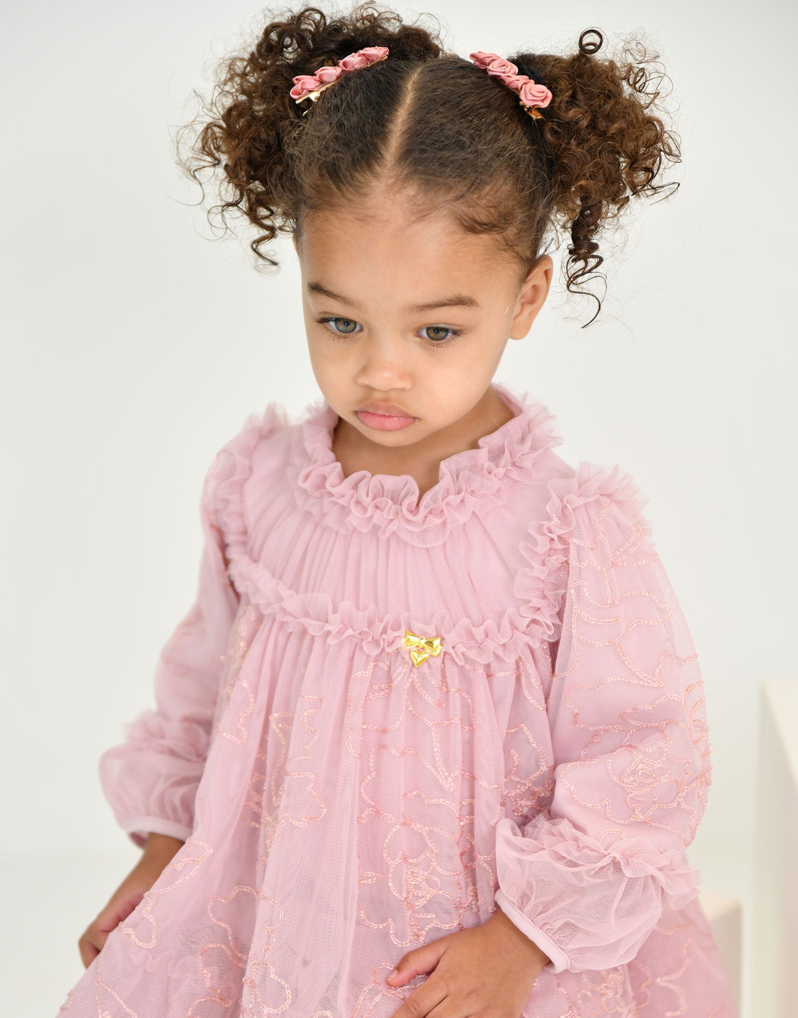 Nadiya Stitch Embroidery Baby Dress Vintage Pink