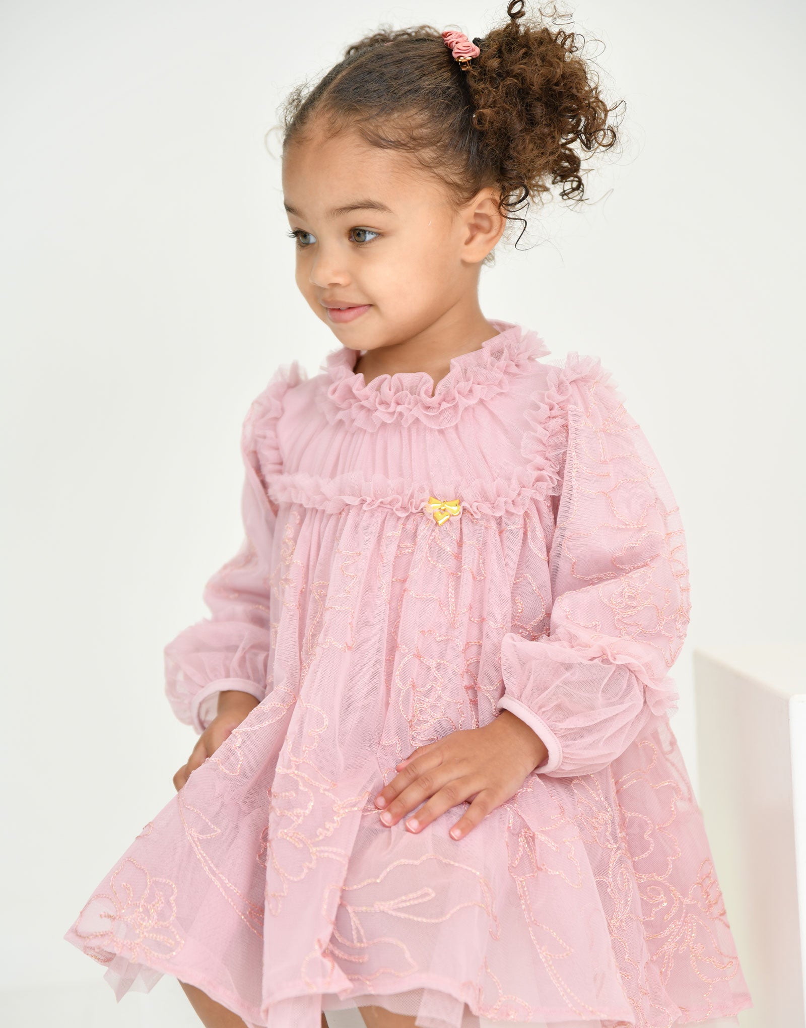 Nadiya Stitch Embroidery Baby Dress Vintage Pink