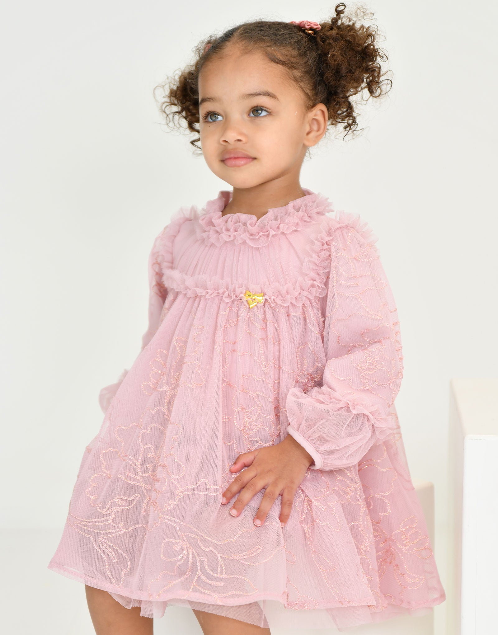 Nadiya Stitch Embroidery Baby Dress Vintage Pink