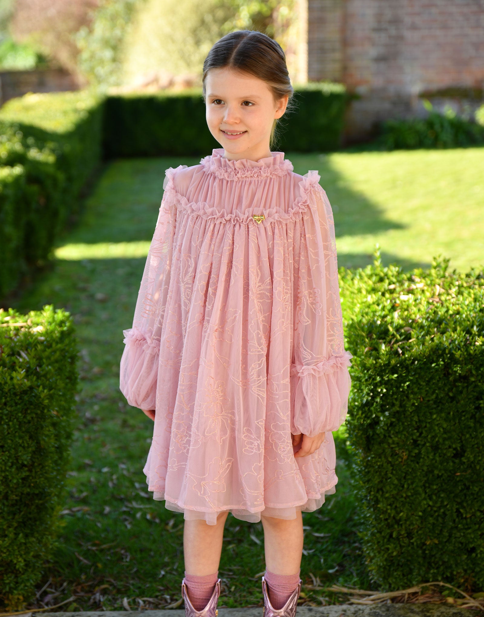 Nadiya Stitch Embroidery Dress Vintage Pink