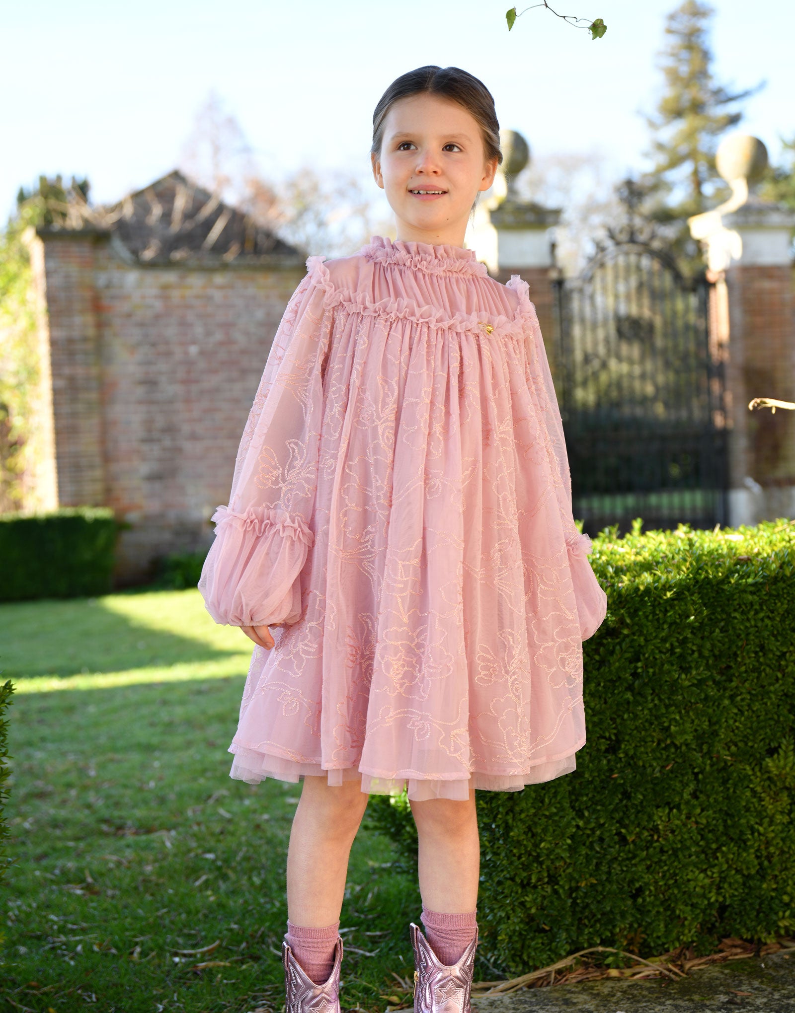 Nadiya Stitch Embroidery Dress Vintage Pink