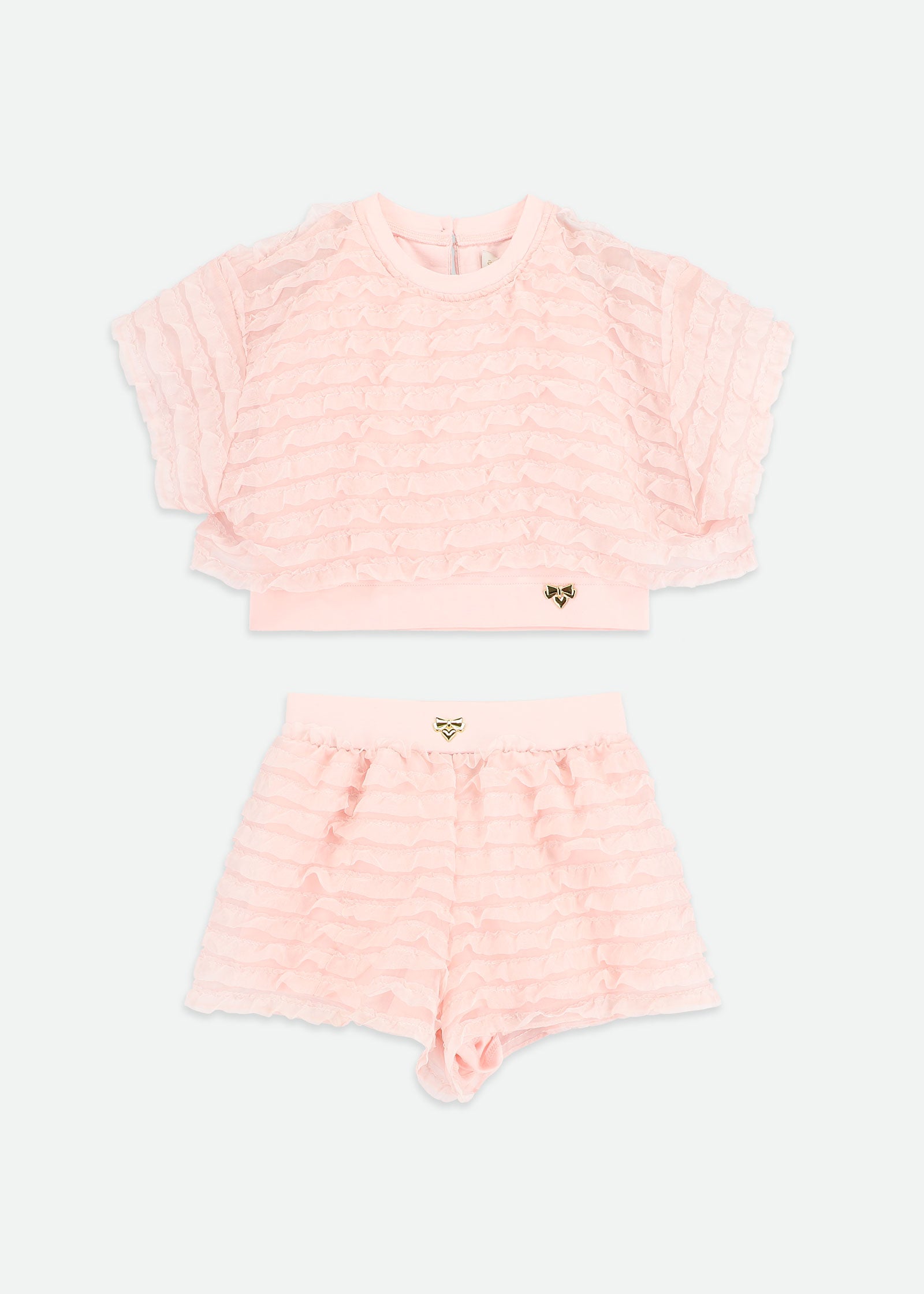 Natalia Frilly Tee And Short Set Pale Pink