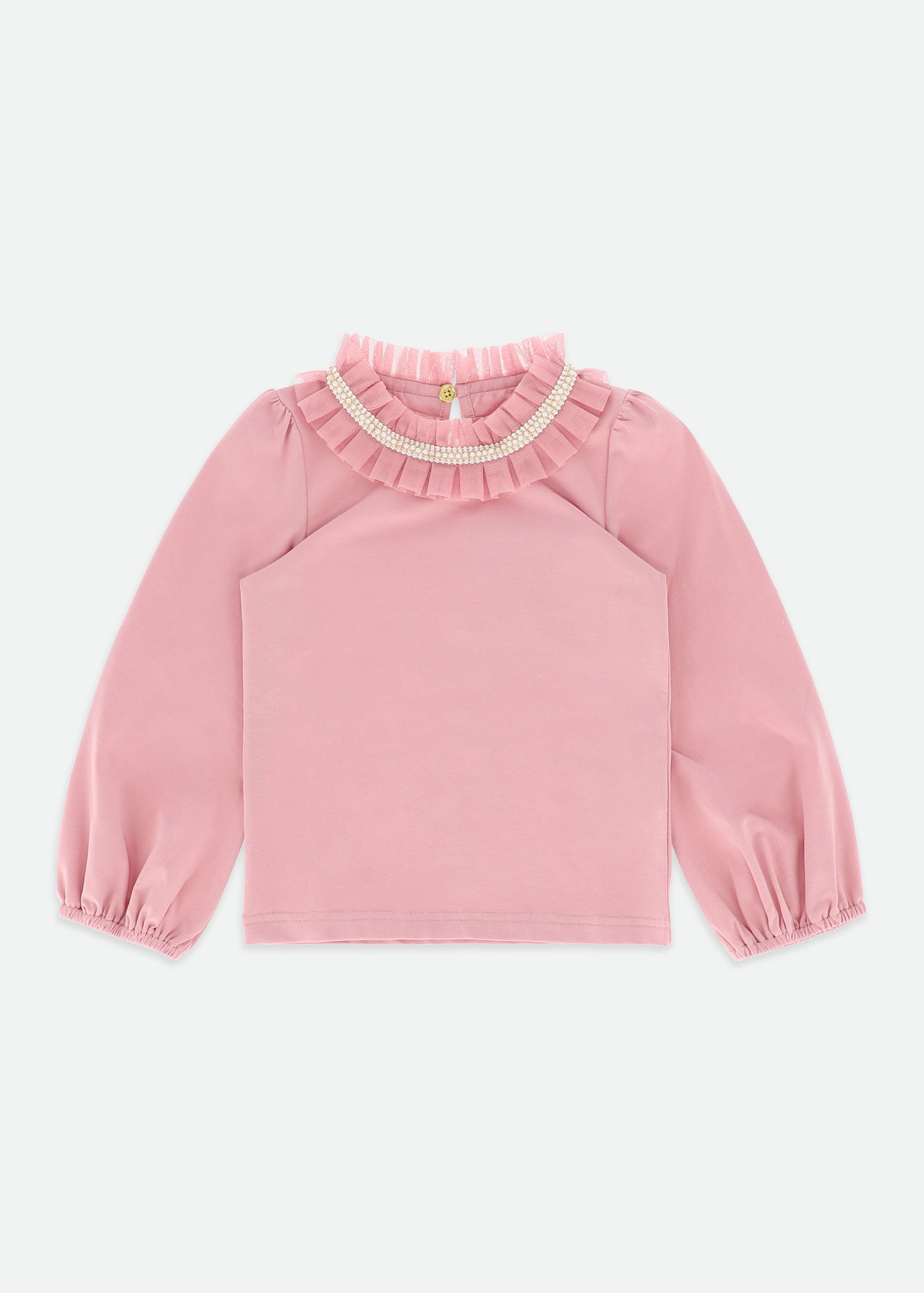 Nell Pleated Collar Top Tea Rose