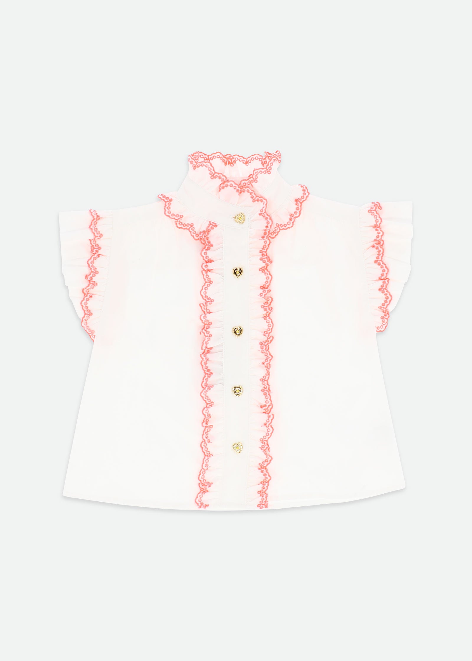 Neo Short Sleeve Blouse White/Orange