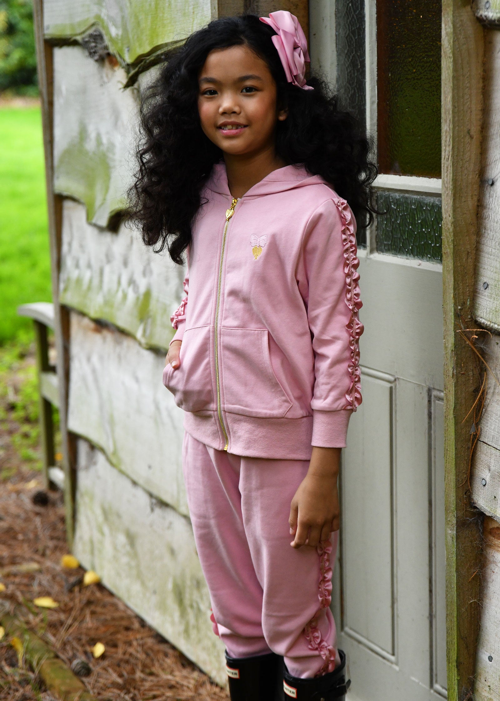 Nerys Satin Trim Tracksuit Tea Rose