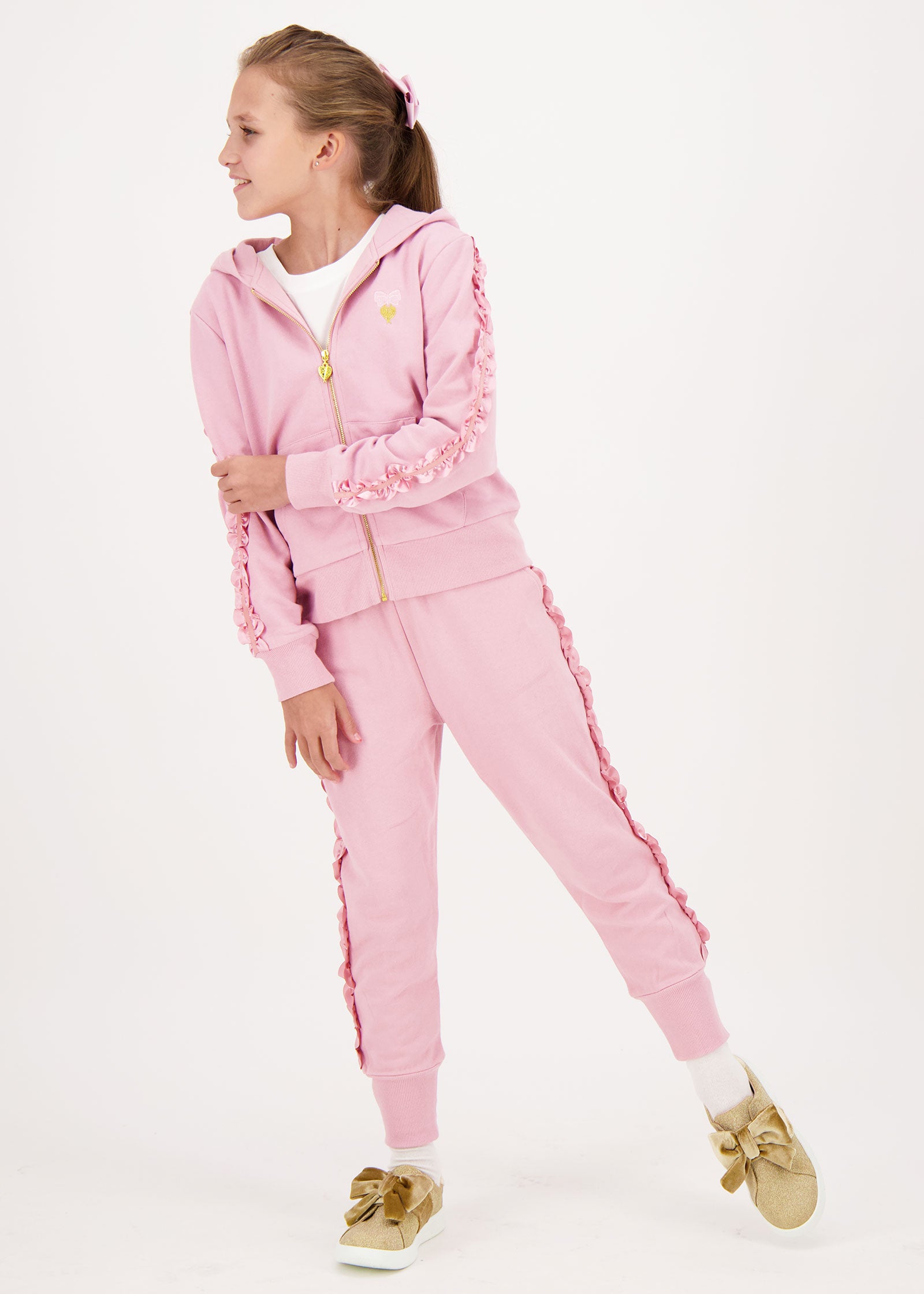 Nerys Satin Trim Tracksuit Tea Rose