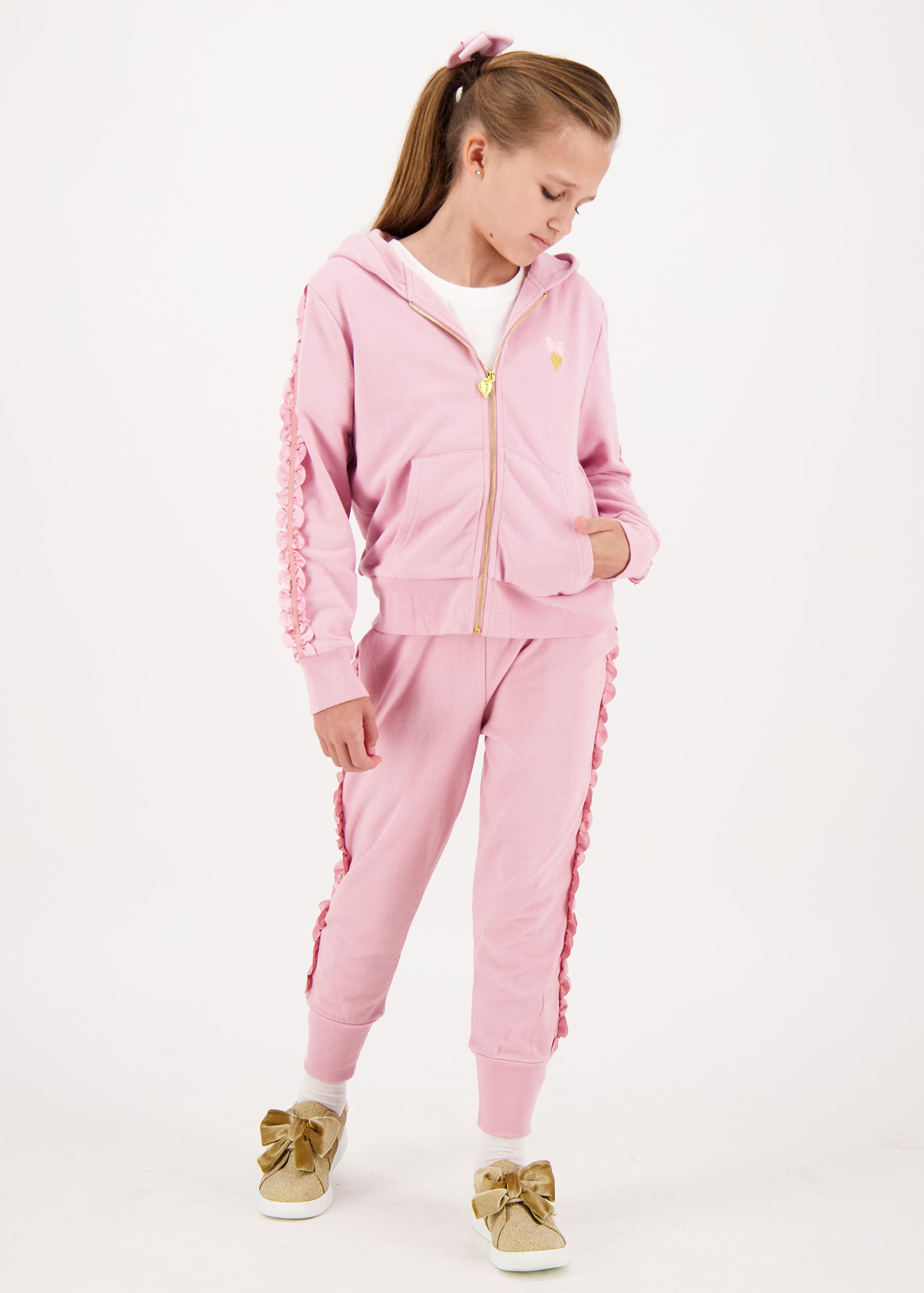 Nerys Satin Trim Tracksuit Tea Rose